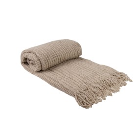 Manta Romimex Beige Con flecos 130 x 200 x 1 cm de Romimex, Mantas y colchas - Ref: D1619423, Precio: 46,20 €, Descuento: %