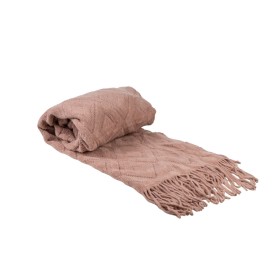 Blanket Romimex Pink With tassles 130 x 200 x 1 cm by Romimex, Blankets and bedcovers - Ref: D1619424, Price: 47,23 €, Discou...