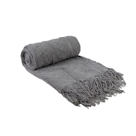 Manta Romimex Gris Con flecos 130 x 200 x 1 cm de Romimex, Mantas y colchas - Ref: D1619429, Precio: 45,21 €, Descuento: %