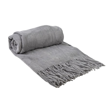 Couverture Romimex Gris Avec franges 130 x 200 x 1 cm de Romimex, Couvertures et couvre-lits - Réf : D1619431, Prix : 48,25 €...