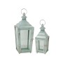 Lantern set Romimex White Metal Stripped 15 x 38 x 15 cm 2 Pieces by Romimex, Candelabras and candle holders - Ref: D1620049,...