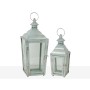 Lantern set Romimex White Metal Stripped 15 x 38 x 15 cm 2 Pieces by Romimex, Candelabras and candle holders - Ref: D1620049,...