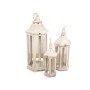 Set de faroles Romimex Blanco Metal Vidrio 19 x 36 x 19 cm 28 x 66 x 28 cm 36 x 86 x 36 cm 3 Piezas de Romimex, Candelabros y...