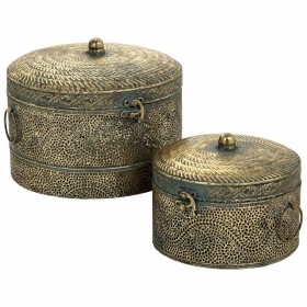 Set of decorative boxes Alexandra House Living Golden Iron 24 x 25 x 19 cm 18,5 x 18,5 x 15 cm 2 Pieces by Alexandra House Li...