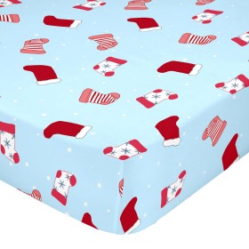 Drap housse HappyFriday XMAS Bleu Multicouleur 70 x 140 x 14 cm de HappyFriday, Draps et taies d'oreiller - Réf : D1609208, P...