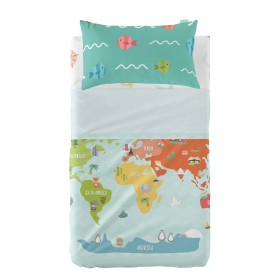 Set di Lenzuola HappyFriday Happynois World Map Multicolore Culla Neonato 2 Pezzi di HappyFriday, Biancheria da letto per cul...