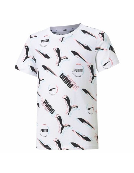 Camiseta de Manga Corta Infantil Puma AOP Blanco | Tienda24 Tienda24.eu