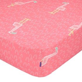 Drap housse HappyFriday MOSHI MOSHI Multicouleur 60 x 120 x 14 cm Flamant rose de HappyFriday, Draps et taies d'oreiller - Ré...