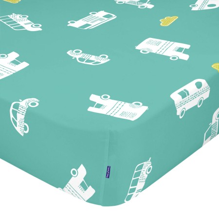 Fitted sheet HappyFriday MOSHI MOSHI Green Multicolour 60 x 120 x 14 cm by HappyFriday, Sheets and pillowcases - Ref: D160940...