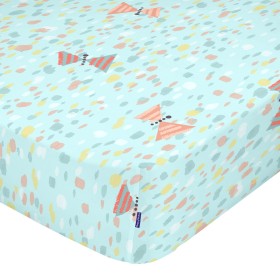 Fitted sheet HappyFriday MOSHI MOSHI Blue Multicolour 70 x 140 x 14 cm by HappyFriday, Sheets and pillowcases - Ref: D1609418...