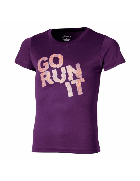 Camiseta de Manga Corta Infantil Asics Graphic Go Run It Púrpura | Tienda24 Tienda24.eu