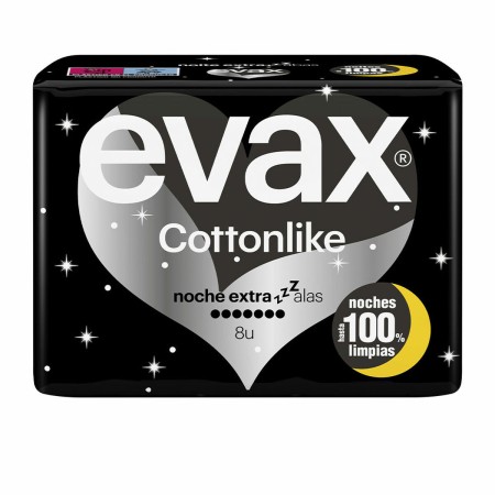 Compresas con Alas para Noche Evax Cottonlike 8 Unidades de Evax, Protege slips - Ref: S05106602, Precio: 4,90 €, Descuento: %