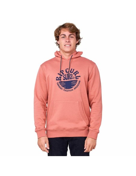 Polar com Capuz Homem Rip Curl Essentials 3 Stripes French Terry Salmão | Tienda24 Tienda24.eu