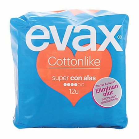 Compresas Super Con Alas Cotton Like Evax (12 uds) de Evax, Protege slips - Ref: S0556450, Precio: 4,99 €, Descuento: %