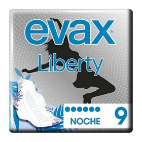 Night Sanitary Pads with Wings Liberty Evax (9 uds) by Evax, Pantyliners - Ref: S0573719, Price: 6,86 €, Discount: %