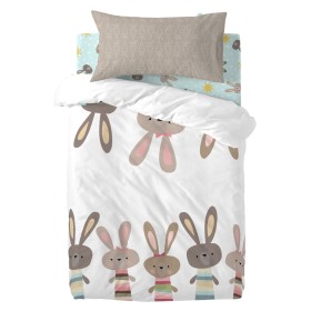 Duvet cover set HappyFriday Moshi Moshi Rabbit Family Multicolour Baby Crib 2 Pieces by HappyFriday, Quilts and quilt covers ...