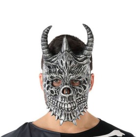 Maschera Halloween Demonio Scheletro Grigio (20 X 33 cm) di BigBuy Carnival, Maschere protettive per cavalli - Rif: S1123365,...