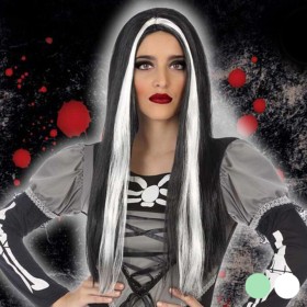 Perruque pour Halloween 118189 (60 cm) Blanc Noir Vert de BigBuy Carnival, Perruques et postiches - Réf : S1125082, Prix : 7,...