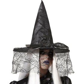 Chapeau Toile d'araignée Sorcière Noir de BigBuy Carnival, Chapeaux de chasse - Réf : S1131276, Prix : 4,10 €, Remise : %