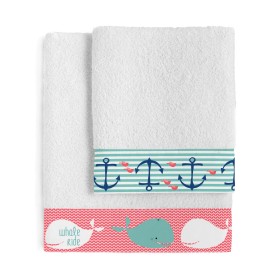 Towel set HappyFriday Moshi Moshi Whale Multicolour 2 Pieces by HappyFriday, Towels - Ref: D1609680, Price: 57,35 €, Discount: %