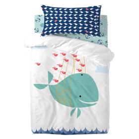 Duvet cover set HappyFriday Moshi Moshi Whale Multicolour Baby Crib 2 Pieces by HappyFriday, Quilts and quilt covers - Ref: D...