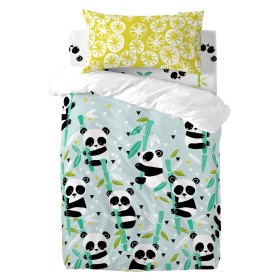 Duvet cover set HappyFriday Moshi Moshi Panda Garden Blue Blue Baby Crib 2 Pieces by HappyFriday, Quilts and quilt covers - R...