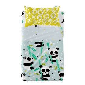 Set di Lenzuola HappyFriday Moshi Moshi Panda garden blue Azzurro Culla Neonato 2 Pezzi di HappyFriday, Lenzuola e federe per...