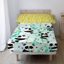 Jeu de draps HappyFriday Moshi Moshi Panda garden blue Bleu Lit 1 persone 2 Pièces de HappyFriday, Draps et taies d'oreiller ...