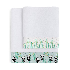 Satz Handtücher HappyFriday Moshi Moshi Panda Garden Blue Blau 2 Stücke von HappyFriday, Handtücher - Ref: D1609716, Preis: 2...