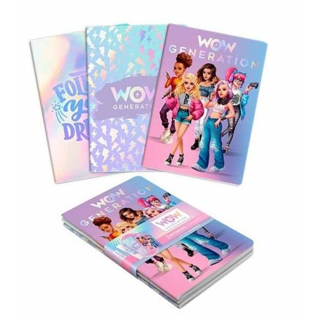 Caderno Wow Generation A5 Tampa macia 3 Unidades | Tienda24 - Global Online Shop Tienda24.eu