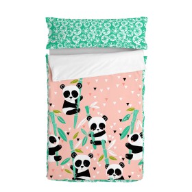 Capa de Edredão com Enchimento HappyFriday Moshi Moshi Panda Garden Cor de Rosa 105 x 200 cm de HappyFriday, Sacos-cama - Ref...