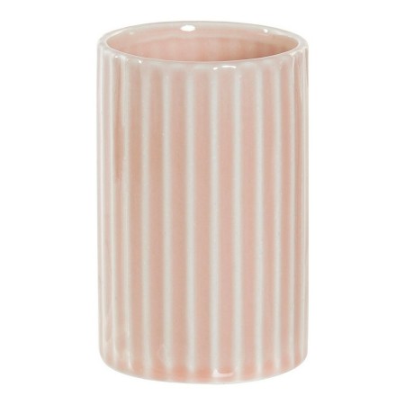 Toothbrush Holder DKD Home Decor Pink Plastic Stoneware 7,2 x 7,2 x 11,5 cm by DKD Home Decor, Stands and dispensers - Ref: S...