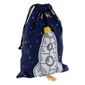 Bolsa DKD Home Decor Explore the Universe Azul Blanco Compuesto 26 x 1 x 37 cm de DKD Home Decor, Bolsas de tela y de playa -...