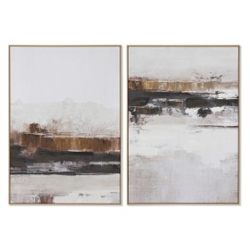 Pintura Home ESPRIT Branco Castanho Bege Cinzento Abstrato Urbana 100 x 4 x 140 cm (2 Unidades) de Home ESPRIT, Impressões so...