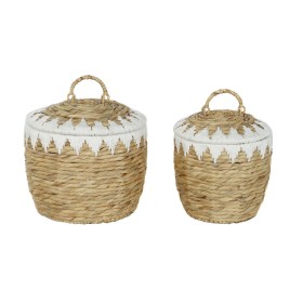 Juego de Cestas Home ESPRIT Blanco Natural Fibra natural Boho 35 x 35 x 37 cm (2 Piezas) de Home ESPRIT, Cajas - Ref: S305505...