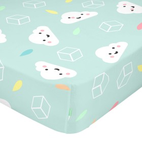 Fitted sheet HappyFriday HAPPYNOIS Multicolour 105 x 200 x 32 cm by HappyFriday, Sheets and pillowcases - Ref: D1609830, Pric...