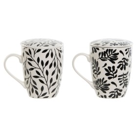 Tasse avec filtre pour infusions Home ESPRIT Bleu Blanc Noir Moderne 340 ml (2 Unités) de Home ESPRIT, Tasses - Réf : S305640...