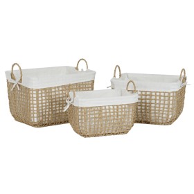 Conjunto de Cestas Home ESPRIT Branco Natural Metal Moderno 45 x 34 x 36 cm (3 Peças) de Home ESPRIT, Caixas - Ref: S3056908,...