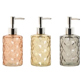 Soap Dispenser Home ESPRIT Yellow Grey Amber Silver Crystal ABS 320 ml 7,5 x 7,5 x 17,5 cm (3 Units) by Home ESPRIT, Stands a...