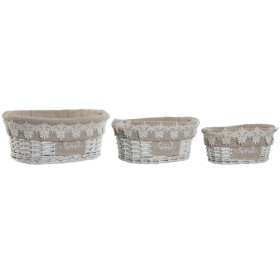 Basket set Home ESPRIT White Beige wicker 36 x 29 x 15 cm (3 Pieces) by Home ESPRIT, Boxes - Ref: S3057042, Price: 24,01 €, D...