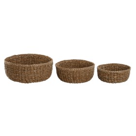 Basket set Home ESPRIT Natural Natural Fibre Boho 30 x 30 x 13 cm (3 Pieces) by Home ESPRIT, Boxes - Ref: S3057099, Price: 36...