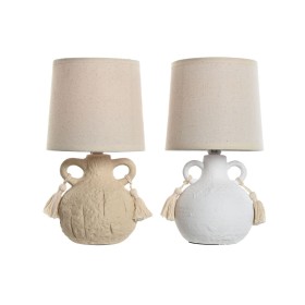 Desk lamp Home ESPRIT White Beige Ceramic 220 V 15 x 15 x 28 cm (2 Units) by Home ESPRIT, Bedside and Table Lamps - Ref: S305...