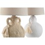 Tischlampe Home ESPRIT Weiß Beige aus Keramik 220 V 15 x 15 x 28 cm (2 Stück) von Home ESPRIT, Tisch- & Nachttischlampen - Re...