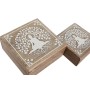 Jewelry box Home ESPRIT White Natural Mango wood 18 x 18 x 9 cm (2 Pieces) by Home ESPRIT, Wardrobe Jewellery Organisers - Re...