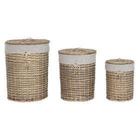 Basket set Home ESPRIT Beige Natural wicker 45 x 45 x 55 cm 3 Pieces by Home ESPRIT, Laundry Baskets - Ref: S3057809, Price: ...