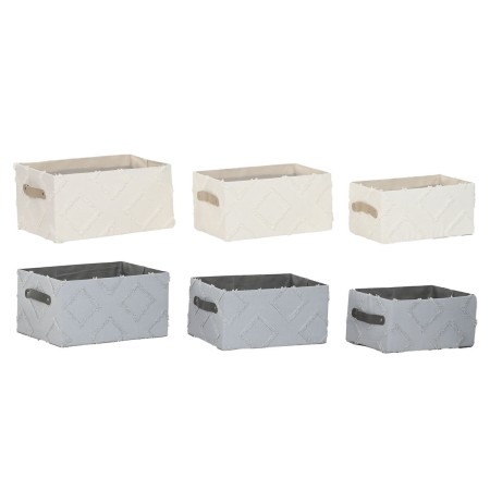 Juego de Cestas Home ESPRIT Gris Crema 35 x 25 x 18 cm (3 Piezas) (2 Unidades) de Home ESPRIT, Cajas - Ref: S3057947, Precio:...