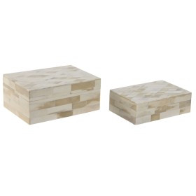 Box-Schmuckkästchen Home ESPRIT Knochen Mango-Holz 18 x 13 x 7,7 cm (2 Stücke) von Home ESPRIT, Schmuckaufbewahrung für den K...