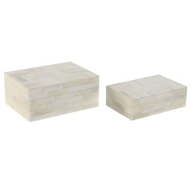 Scatola-Portagioie Home ESPRIT Osso Legno di mango 18 x 13 x 7,7 cm (2 Pezzi) di Home ESPRIT, Portagioielli da armadio - Rif:...