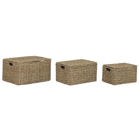 Basket set Home ESPRIT Natural Metal Natural Fibre Tropical 46 x 36 x 26 cm (3 Pieces) by Home ESPRIT, Boxes - Ref: S3058153,...