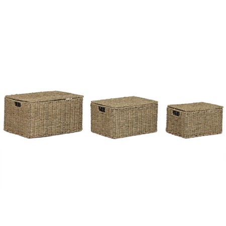 Set de basket Home ESPRIT Naturel Métal Fibre naturelle Tropical 46 x 36 x 26 cm (3 Pièces) de Home ESPRIT, Boîtes - Réf : S3...